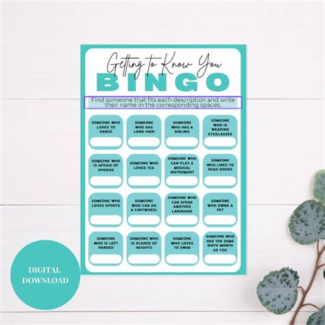 Getting to Know You Bingo Icebreaker Game Work Icebreaker Game Team ...