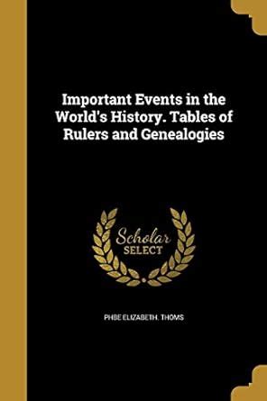 Buy Important Events in the World's History. Tables of Rulers and ...