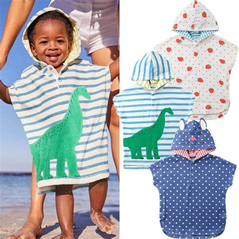 Hooded Towel For Kids Poncho Swimming Towels Soft Cotton Bath And Beach ...