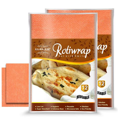 Embuer Reusable Roti Wrap - 24 Pcs - (Orange) | Eco-Friendly Roti Wrap ...