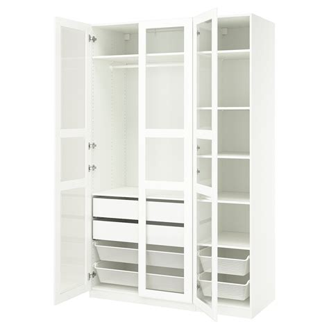 PAX / TYSSEDAL wardrobe combination, white/white glass, 150x60x236 cm ...