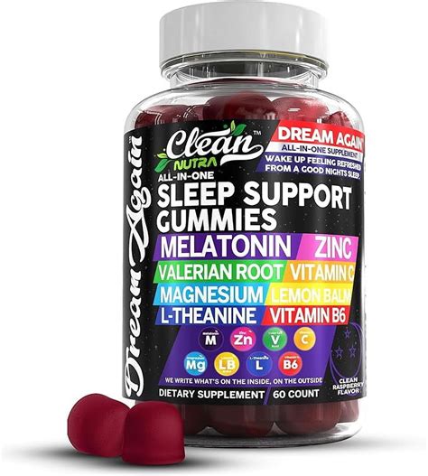 Sleep Aid Melatonin Gummies | Valerian Root L-Theanine Vitamin B6 C Lemon Balm Magnesium ...