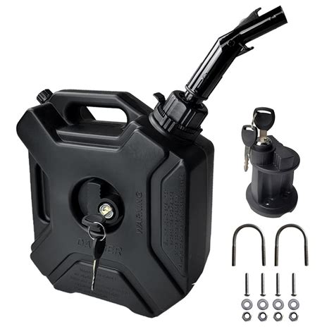 DIMEANI Motorcycle Gas Can, UTV Gas Can with mount, 5L 1.3 Gallon Black ...