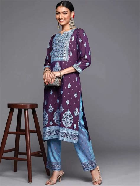 Buy Purple Yoke Design Silk Kurta Online at Rs.499 | Libas