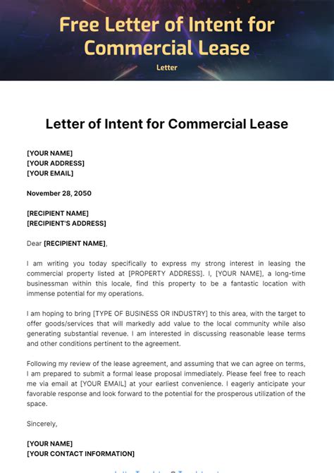 Commercial Lease Loi Template - prntbl.concejomunicipaldechinu.gov.co