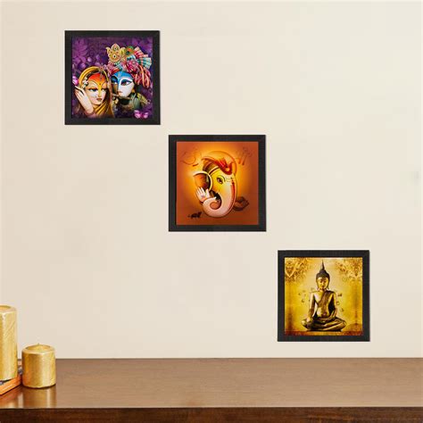 Set of 3 Spiritual Matt Textured UV Art Painting - eCraftIndia Online