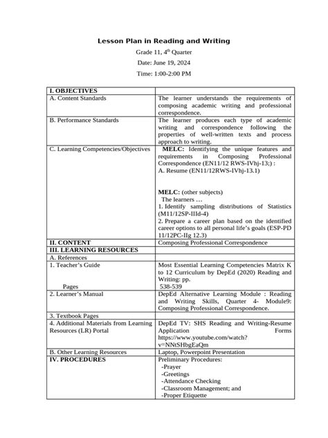 Reading Lesson Plan Example 的图像结果