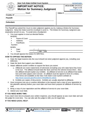 Motion for Summary Judgment - New York Courts Doc Template | pdfFiller