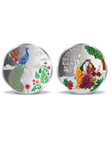 Precious Moments Color Radha Krishna & Peacock BIS Hallmarked Silver ...