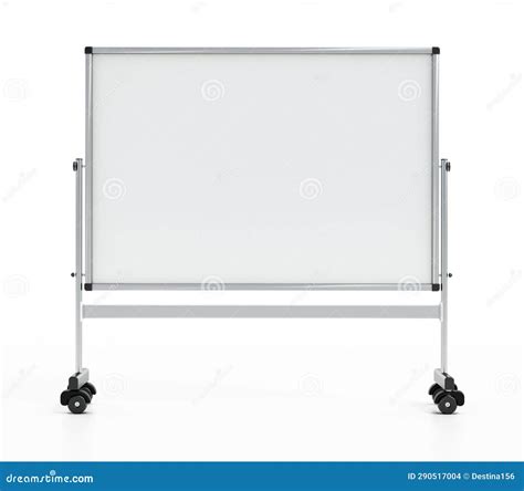 White Board on Wheels Isolated on White Background. 3D Illustration ...