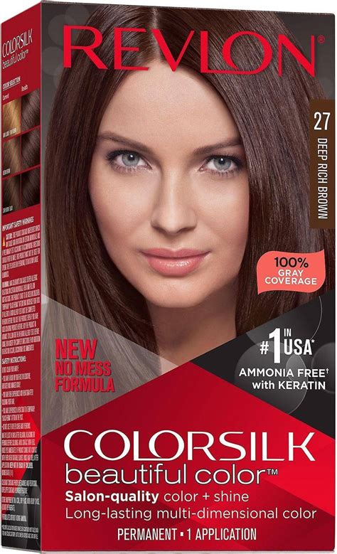 Revlon ColorSilk Ammonia-Free Permanent Hair Color, 27 Deep Rich Brown ...