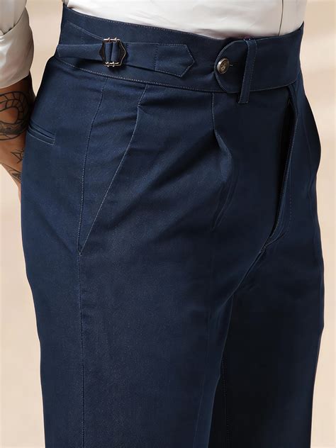 Blue Denim Elegant Gurkha Trouser Pants | Boot Cut Fit by Italian Vega ...