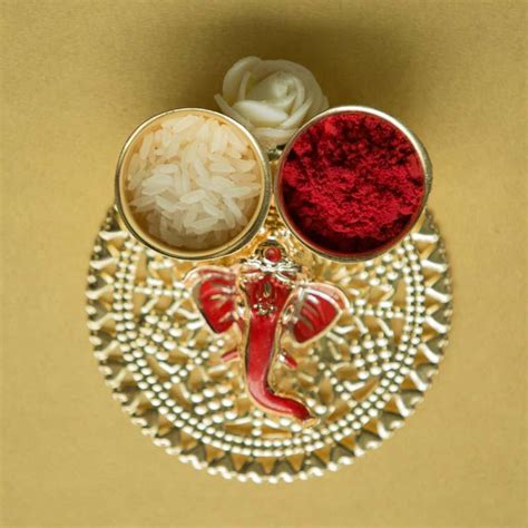 Buy Ganesha Roli Akshat Platter Online in India - Mypoojabox.in
