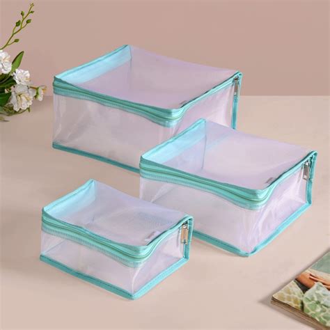 Travel Organiser Storage Bags In Aqua Set Of 3 Online - Premium Storage ...