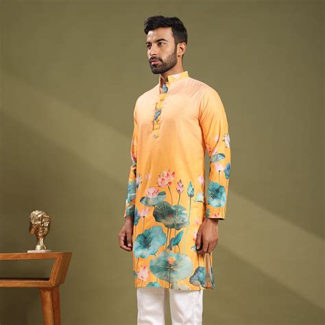 Golden Bloom Premium Linen Print Kurta – Avnikk Collections