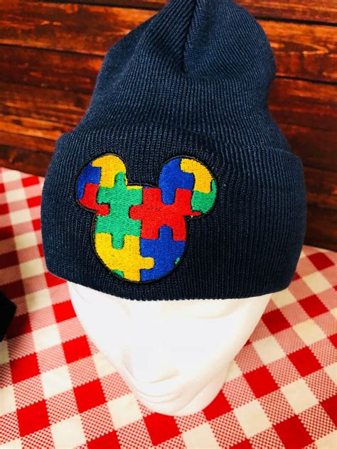Autism Awareness Hat Puzzle Mickey Ears Autism Beanie - Etsy India
