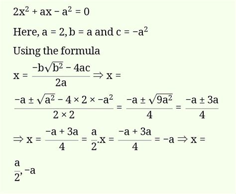 [tex] {2x}^{2} + ax - a = 0[/tex]solve fast please - Brainly.in