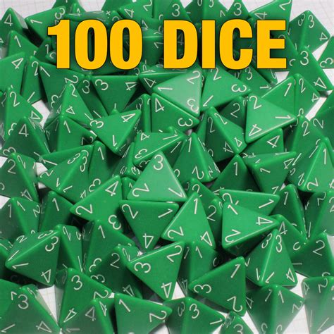 Set of 100 4-sided Green Opaque Dice | Dice Game Depot