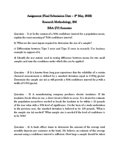 Research Methodology Assignment (BBA IV) - Final Submission May 2022 ...
