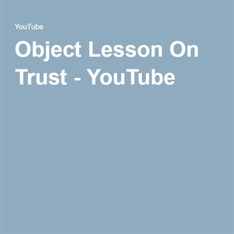 Image result for Object Lesson On Trusting God
