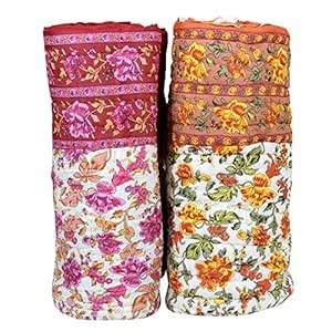 Buy THROW KING Rajasthani Jaipuri Pure Organic Cotton Floral Printed ...