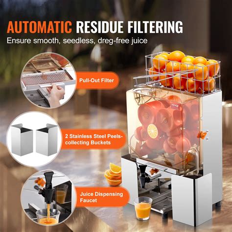 VEVOR Commercial Orange Juicer Machine, 120W Automatic Juice Extractor ...