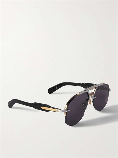 JACQUES MARIE MAGE Alta Aviator-Style Silver, Gold-Tone and Acetate ...