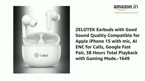 Watch ZELOTEK Earbuds with Good Sound Quality Compatible for Apple ...