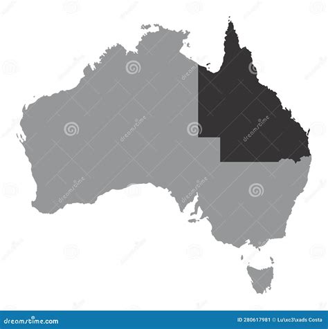 Map of Queensland in Australia Stock Vector - Illustration of federal, black: 280617981