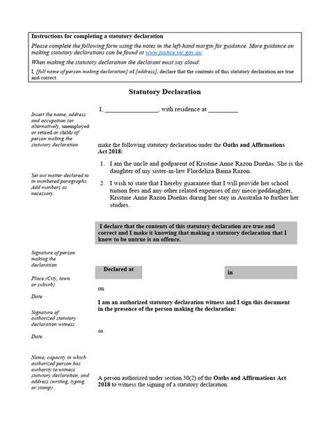 Image result for Statutory declaration Examples