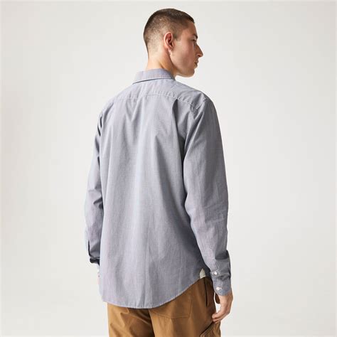 Lacoste Blue Long Sleeves Regular Fit Cotton Poplin Shirt for Men ...