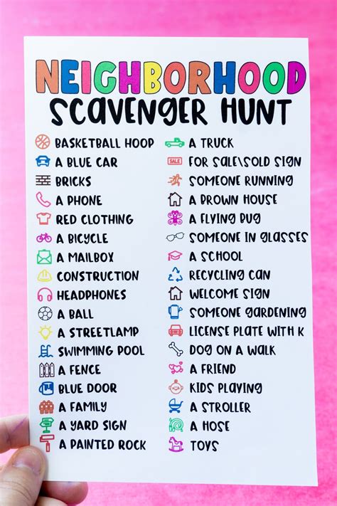 Neighborhood Scavenger Hunt | Neighborhood scavenger hunt, Outdoor ...