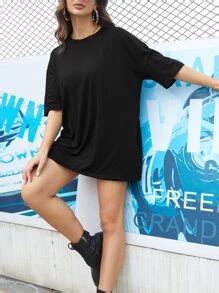 INAWLY Solid Drop Shoulder Oversized Tee | SHEIN USA