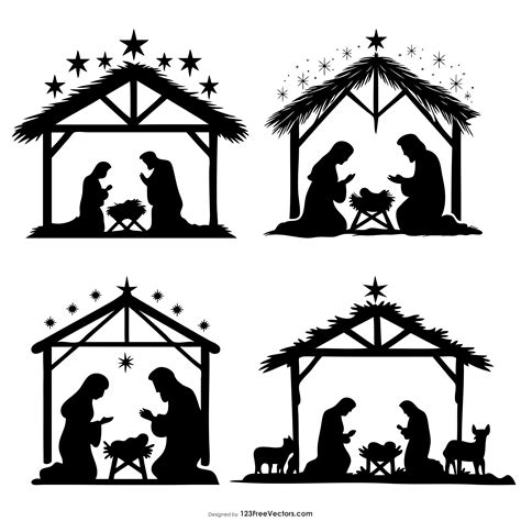 Free Download Nativity Scene Silhouette Images for Christmas Decorations