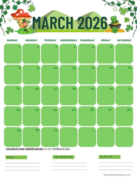 2026 Calendar Printable March