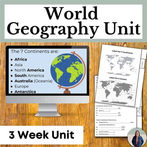 Geography Skills Unit Notes and Map Activities for Continents and Oceans