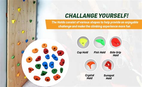 Rocksport Climbing Holds Set of 20 with Installation Kit & Super Grip ...