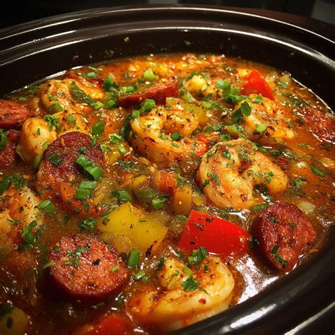 Cajun Shrimp and Sausage Stew in a Slow Cooker - Cravi Recipes