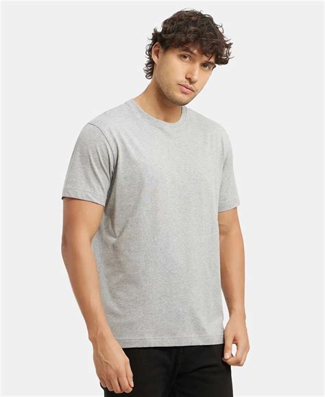 Buy Super Combed Cotton Rich Round Neck Half Sleeve T-Shirt - Grey ...