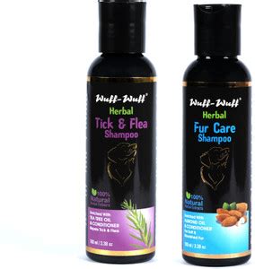 Wuff-wuff Herbal Combo of 2 Tick & Flea Dog Shampoo+ Fur care Dog ...