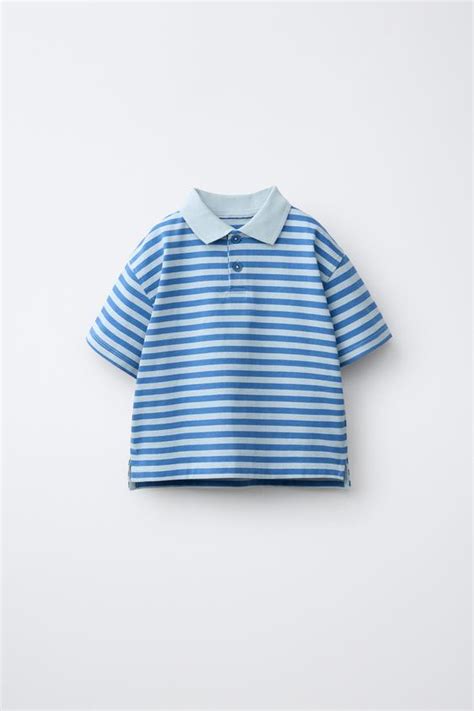 STRIPED POLO SHIRT - Blue | ZARA India