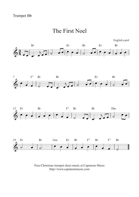 Easy Sheet Music For Beginners: Free Christmas trumpet sheet music ...