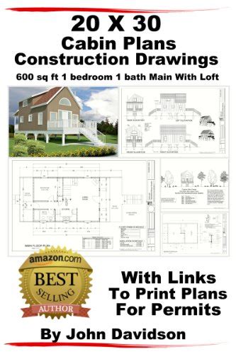 20 x 30 Cabin Plans Blueprints Construction Drawings 600 sq ft 1 ...