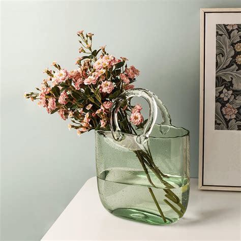 Amazon.com: Glass Vase with Elegant Purse Design, Hand Purse vase with ...