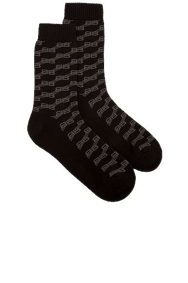 Balenciaga BB Monogram Sock in Black & Grey | FWRD