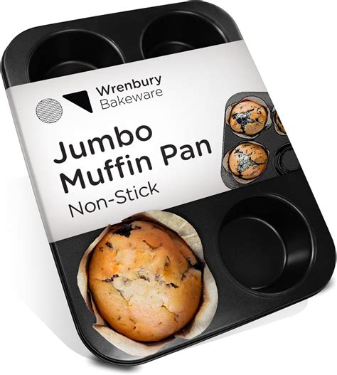 Amazon.com: Wrenbury Jumbo Muffin Pan 6 Cup - Nonstick XL Deep Muffin ...
