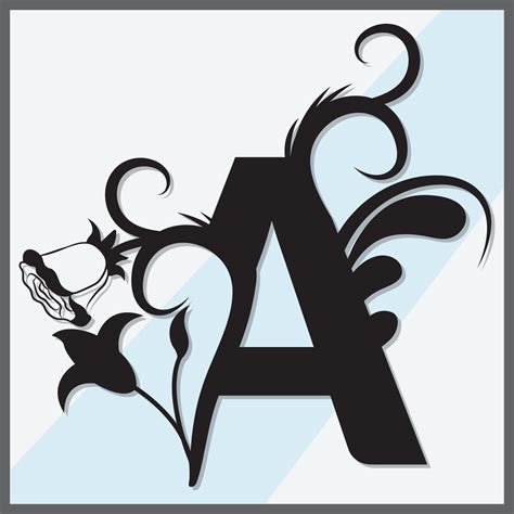 Beautiful Black flower capital alphabet letters. 9734367 Vector Art at ...