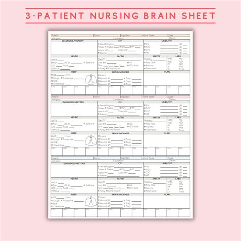 Nursing Report Sheet for 3 Patient Nurse Brain Sheet for Nursing ...