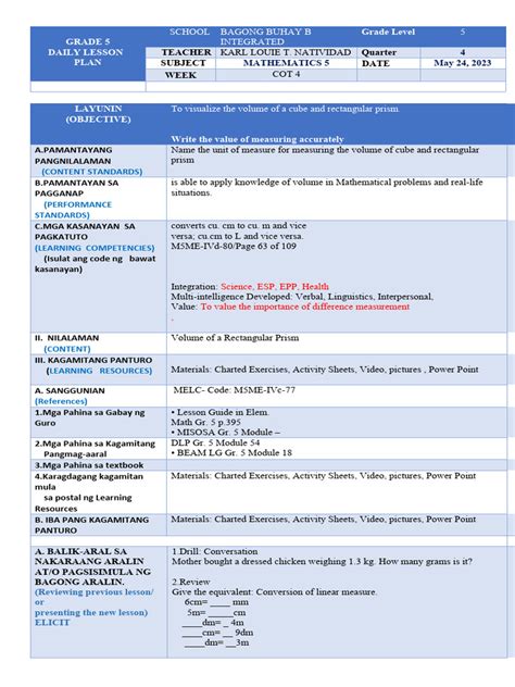 Image result for Lesson Plan for Cot Printable