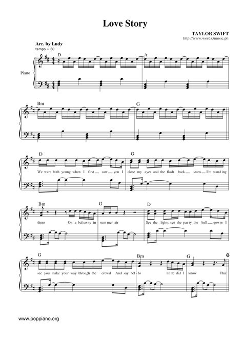 Taylor Swift-Love Story Sheet Music pdf, - Free Score Download ★
